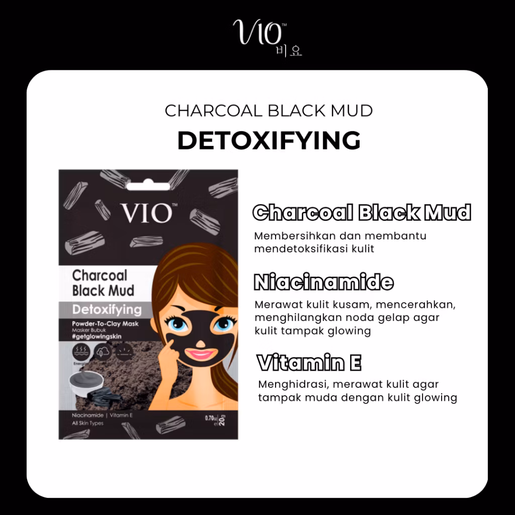 Vio Powder To Clay Mask Charcoal Black Mud