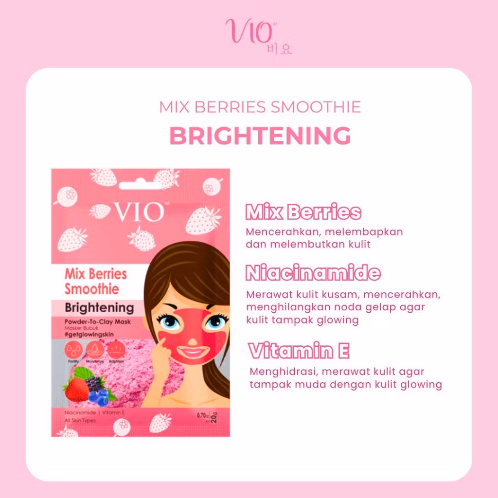 Vio Powder To Clay Mask Mix Berries Smoothie