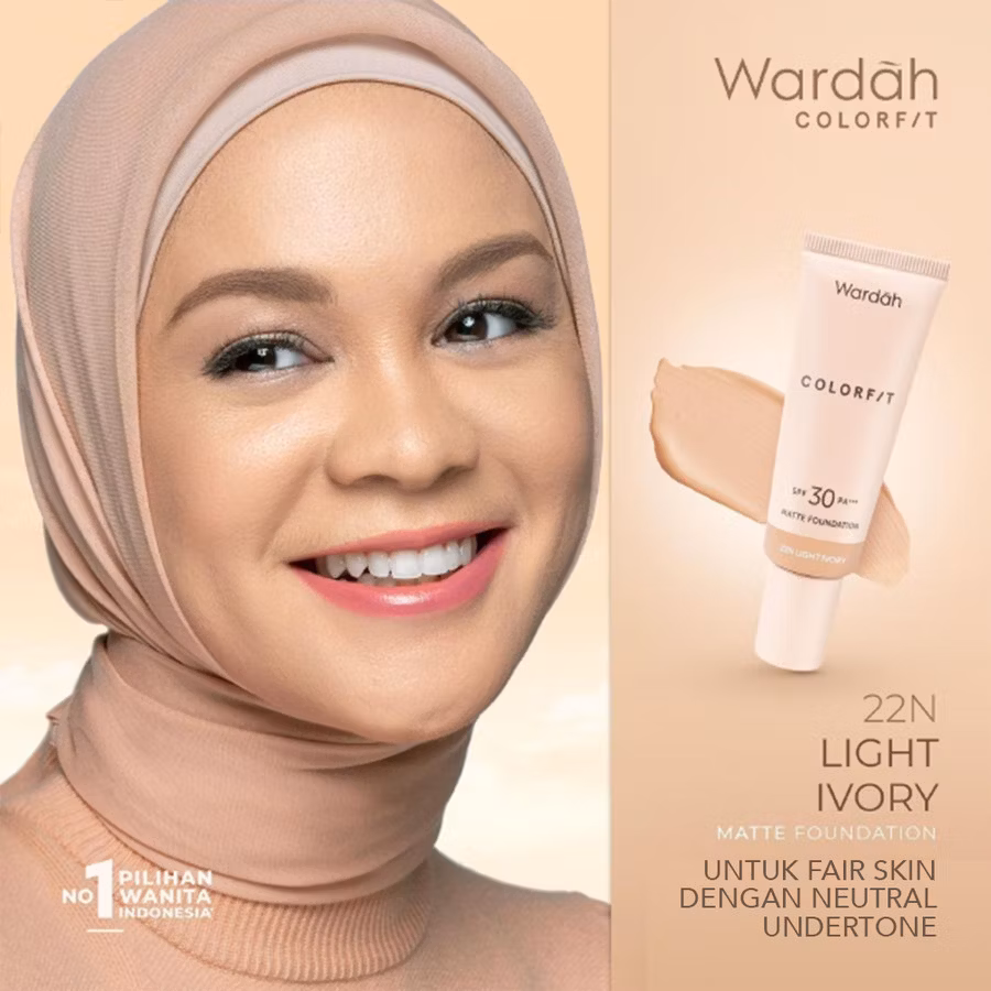 Wardah Colorfit Matte Foundation 22n Light Ivory 25ml