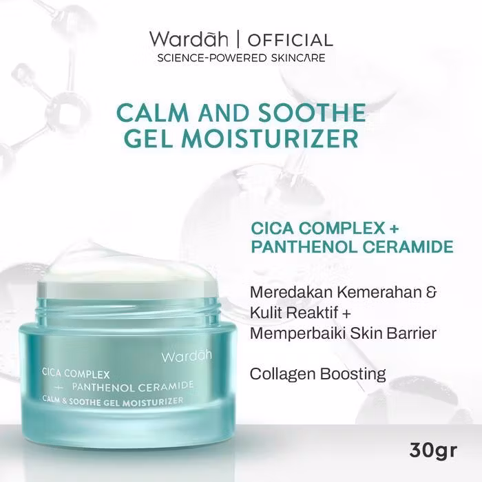 Wardah cica Complex + Panthenol Ceramide Calm & Soothe Gel Moisturizer 30gr