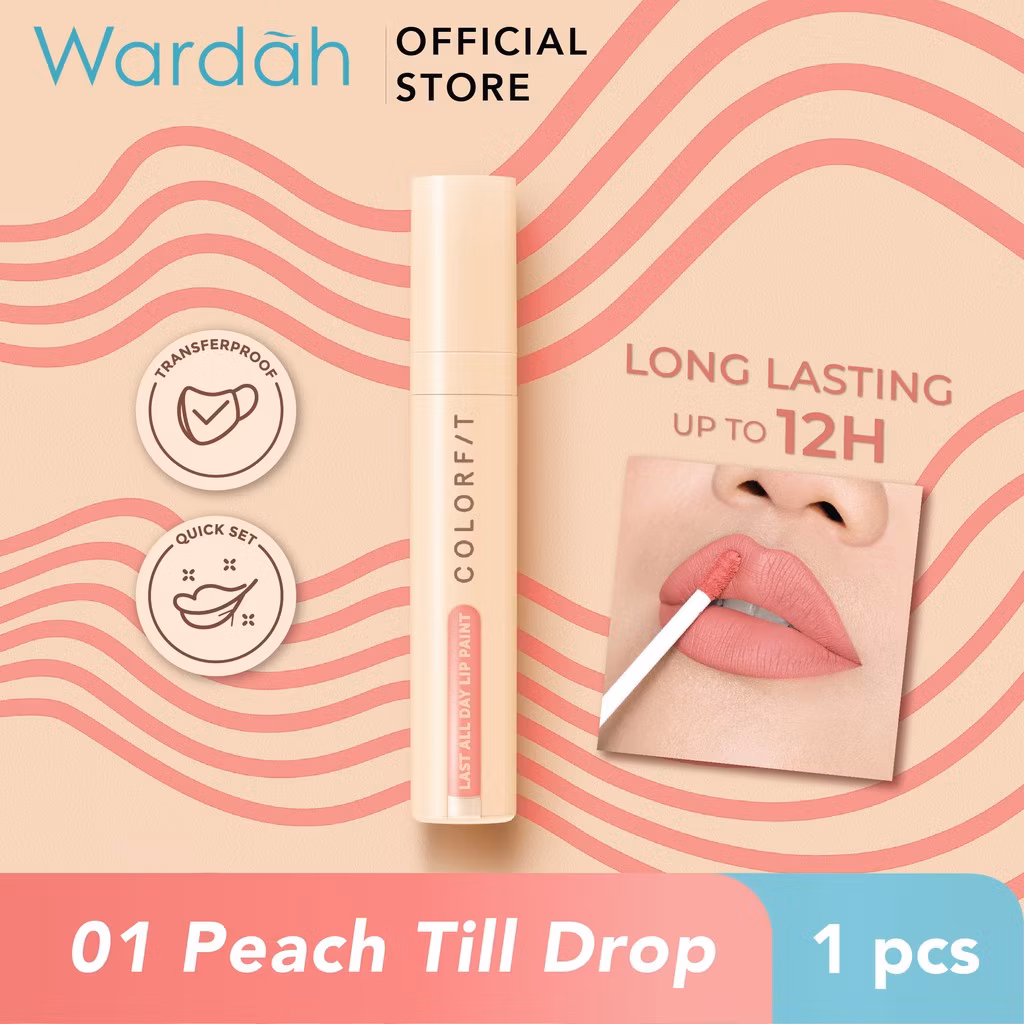 Wardah Colorfit Last All Day Lip Paint 01 Peach Till Drop 4.2 g