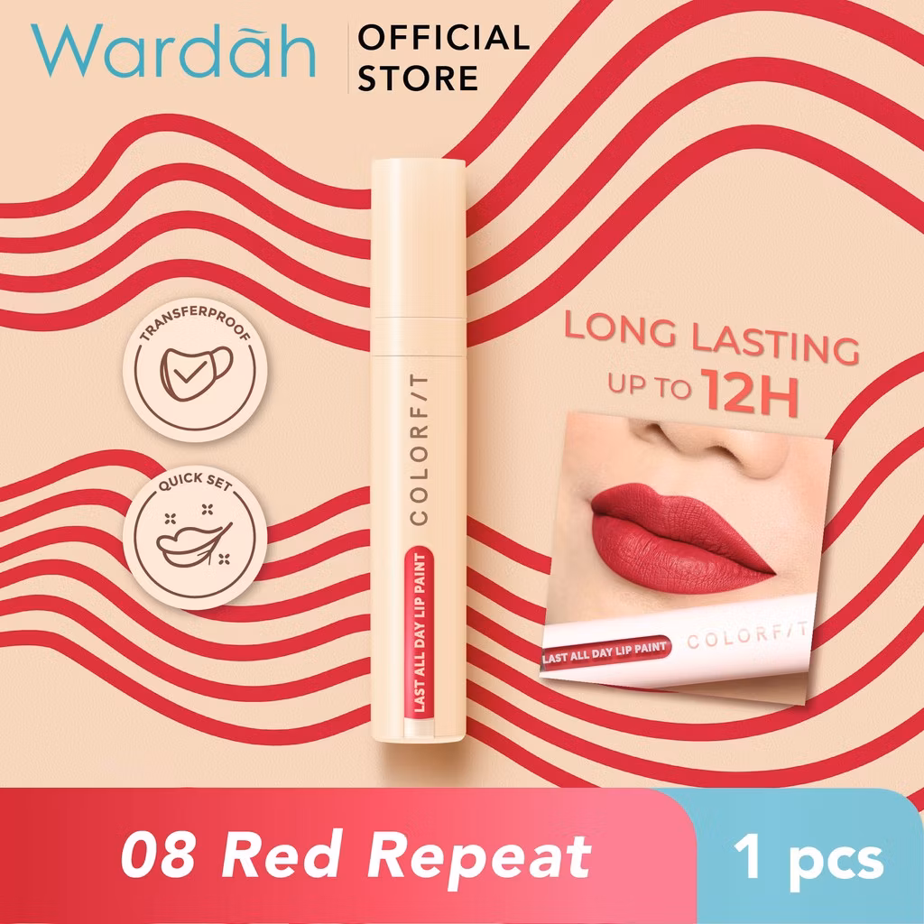 Wardah Colorfit Last All Day Lip Paint 08 Red Repeat 4.2 g