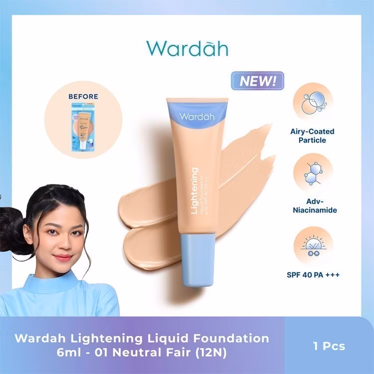 Wardah Lightening Liquid Foundation 01. Light Beige 6 ml