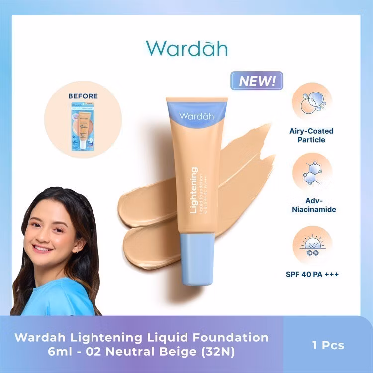 Wardah Lightening Liquid Foundation 02. Beige 6 ml