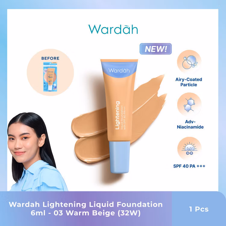 Wardah Lightening Liquid Foundation 03. Ivory 6 ml