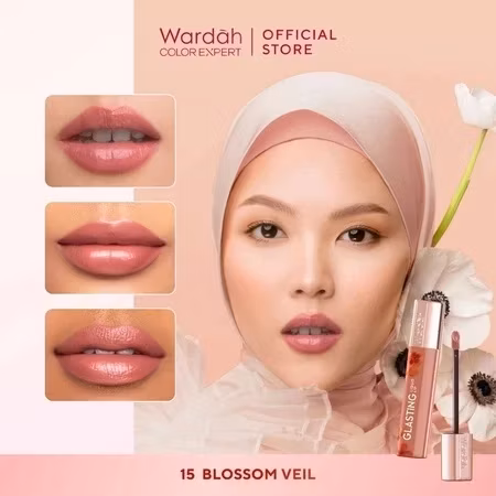 Wardah Glasting Liquid Lip 15 Blossom Veil