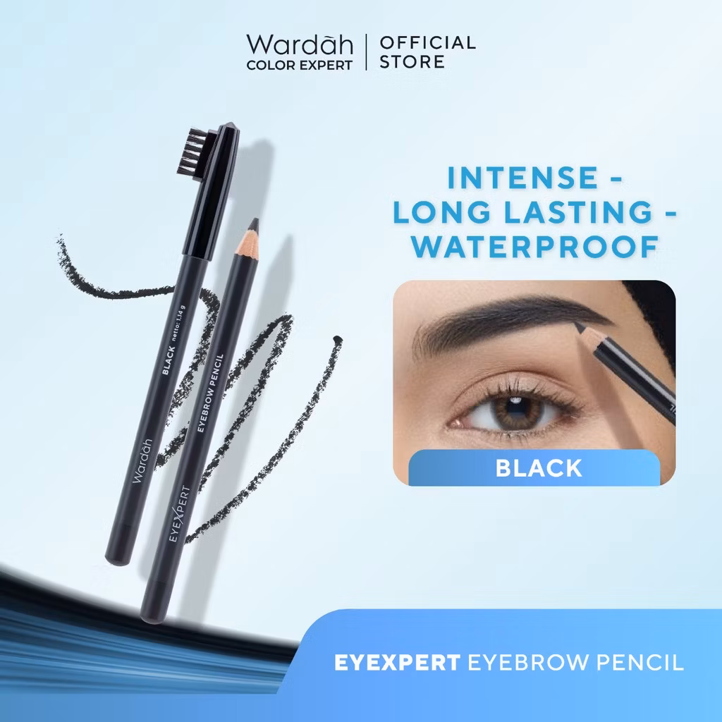 Wardah EyeXpert Eyebrow Pencil Black 1.14 g with sharpener