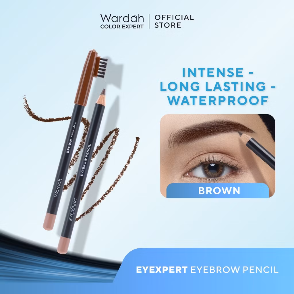 Wardah EyeXpert Eyebrow Pencil Brown 1.14 g with sharpener