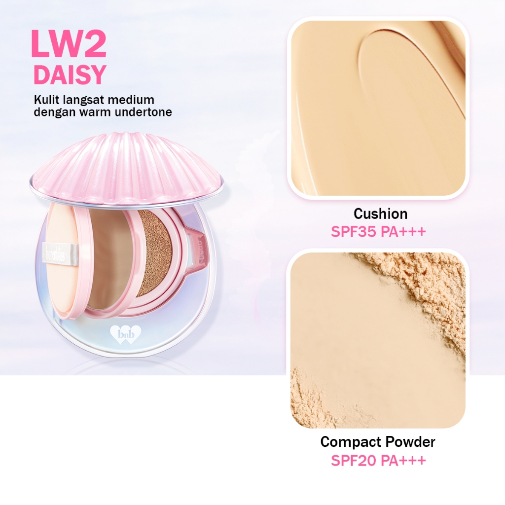 Barenbliss Bloom vegan better me 2-in-1 cushion&powder 8gr*4gr LW2 Daisy