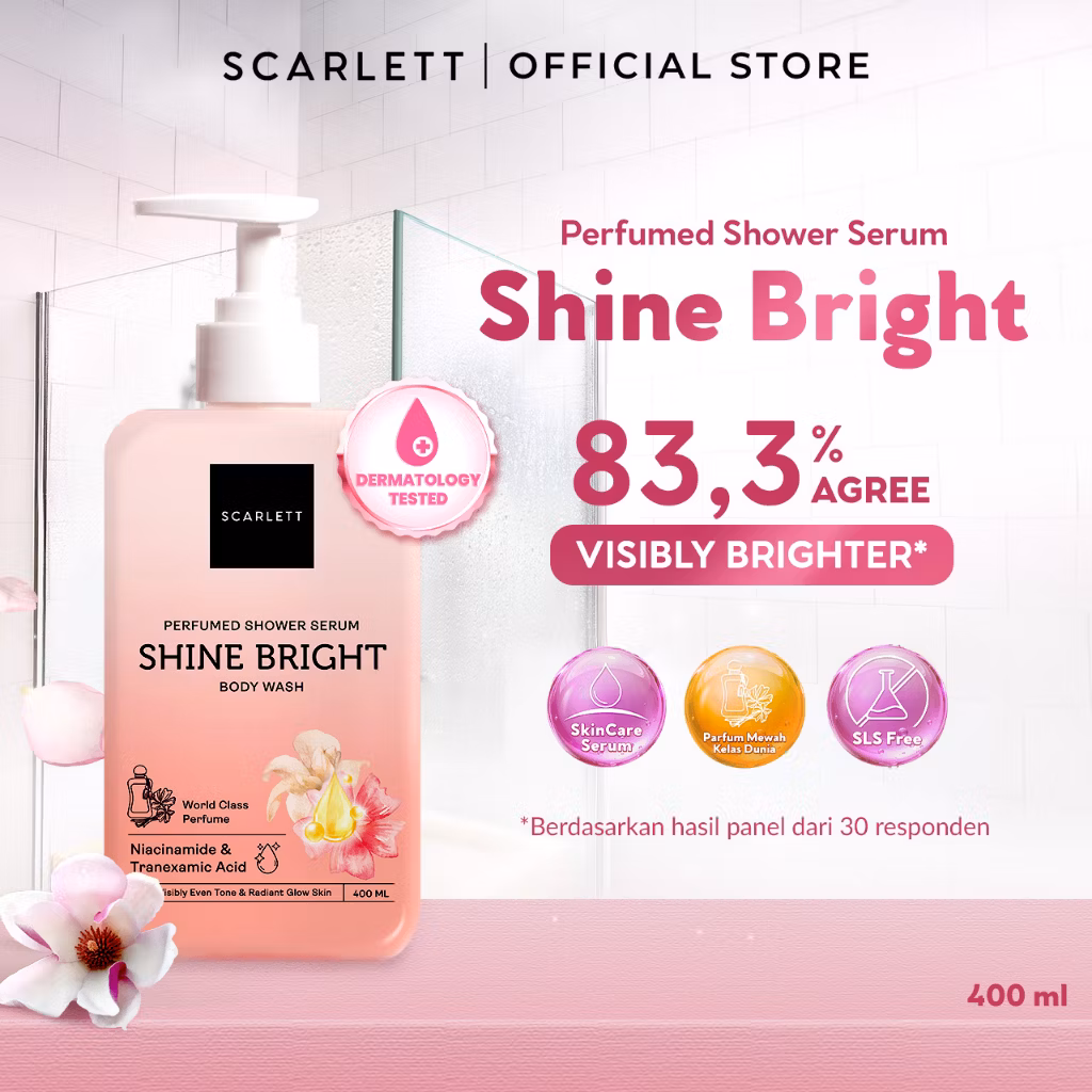 Scarlett Body Wash Skin Serum Shine Bright 400ml
