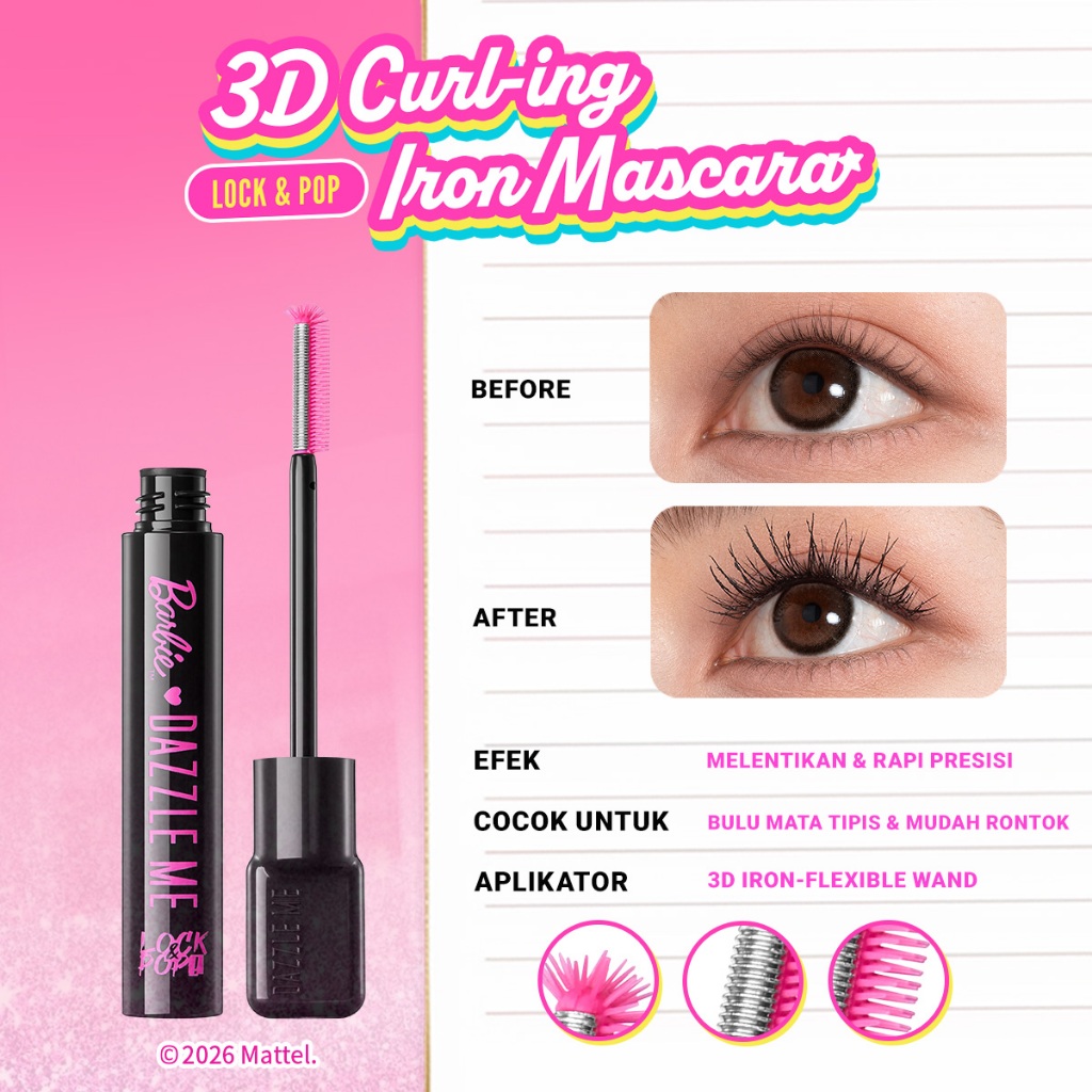 Dazzle me x Barbie lock&pop 3D curl-ing iron mascara5gr