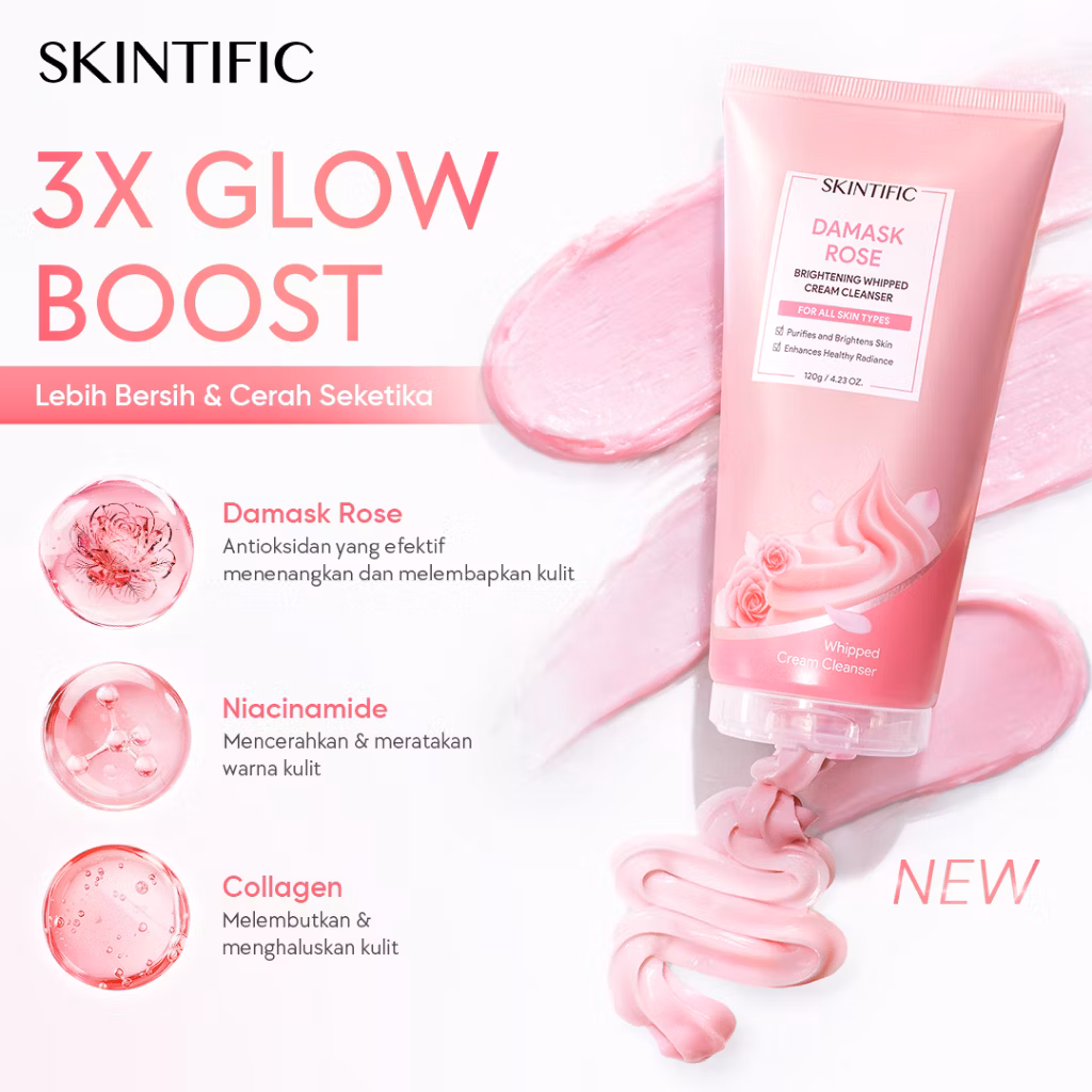 Skintific Damask Rose Brightening Whipped Cream Cleanser 120gr