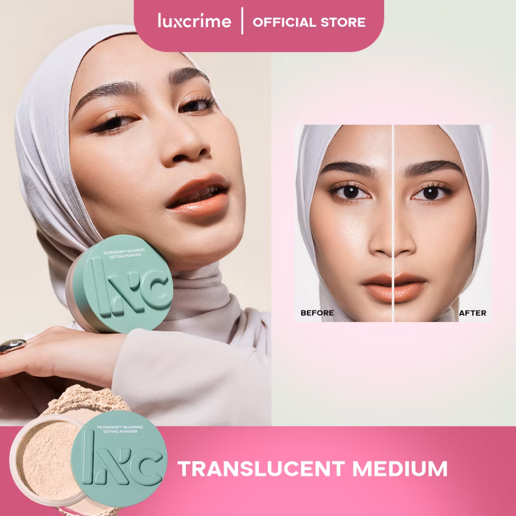 Luxcrime Filterskin Blurring Setting Powder 10gr Translucent Medium
