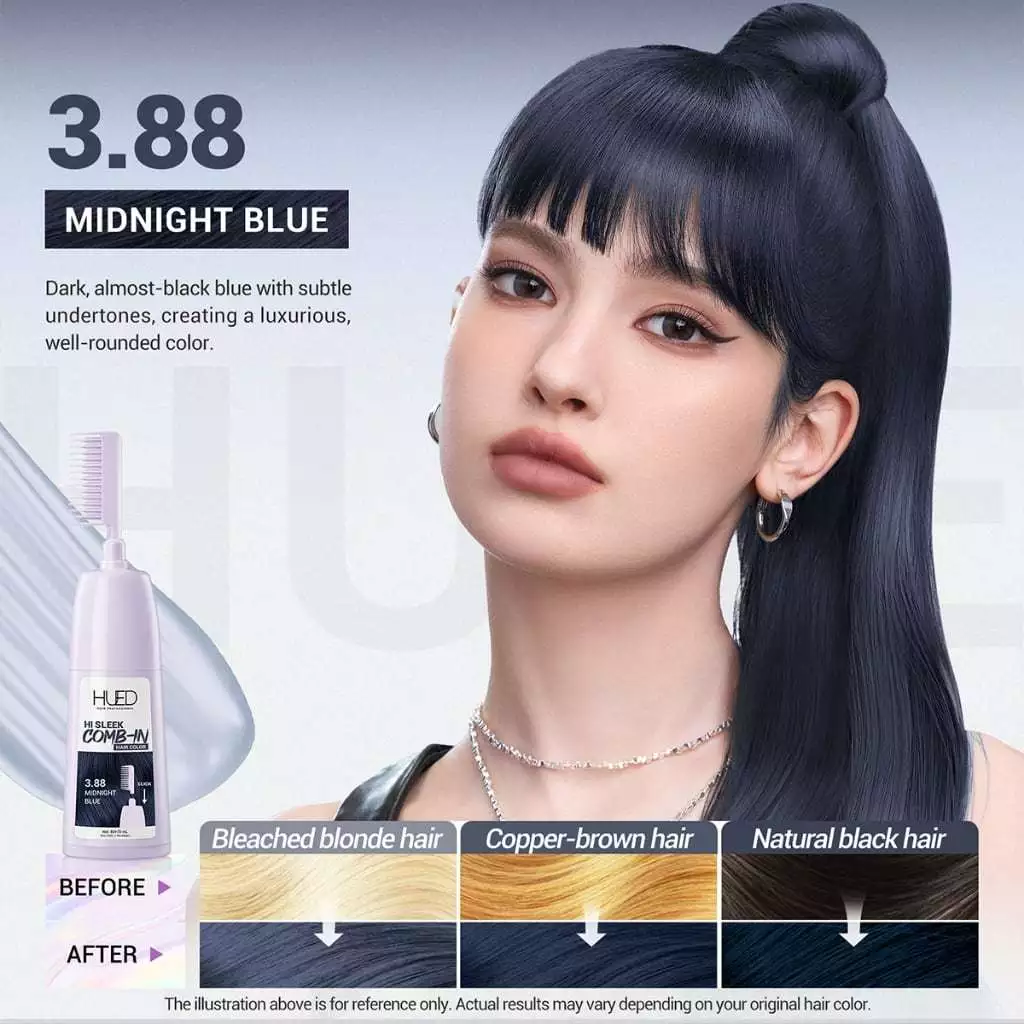 Hued Hi Sleek Comb-in Hair Color 3.88 Midnight Blue