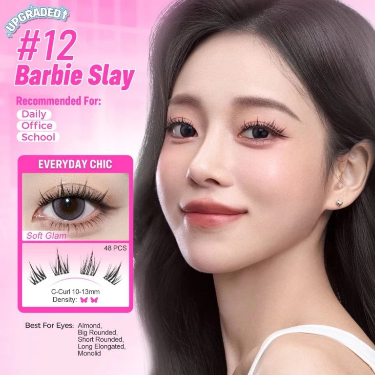 Glamfix Wink Era Poppin Glue Free Cluster Eyelashes Barbie Collection 12 Barbie Slay