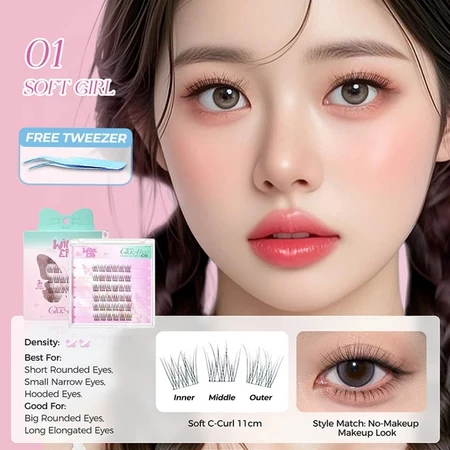 Glamfix Wink Era Cloud Poppin Glue-Free Cluster Eyelashes + Tweezer 01