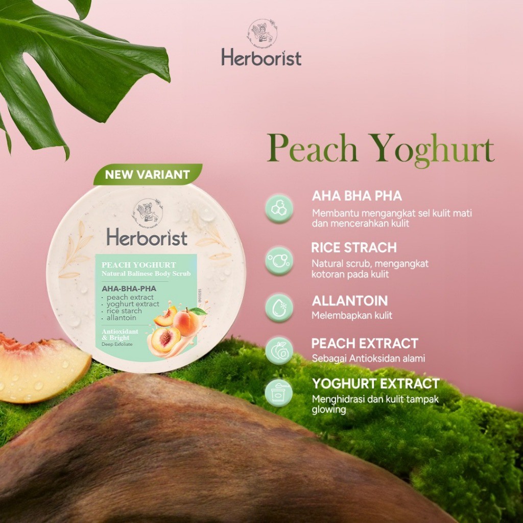 Herborist Natural Balinese Body Scrub Peach Yoghurt 200gr